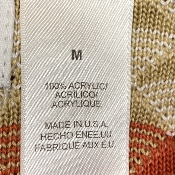 Alfred Dunner Knit Top Crochet Going Native Scalloped Brown Cream Rust Size M - Picture 8 of 10